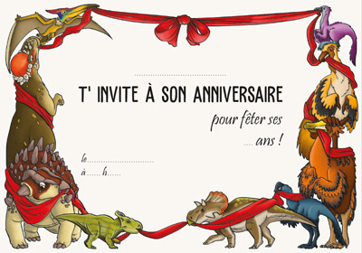 Carte invitation anniversaire dinosaure diplôme